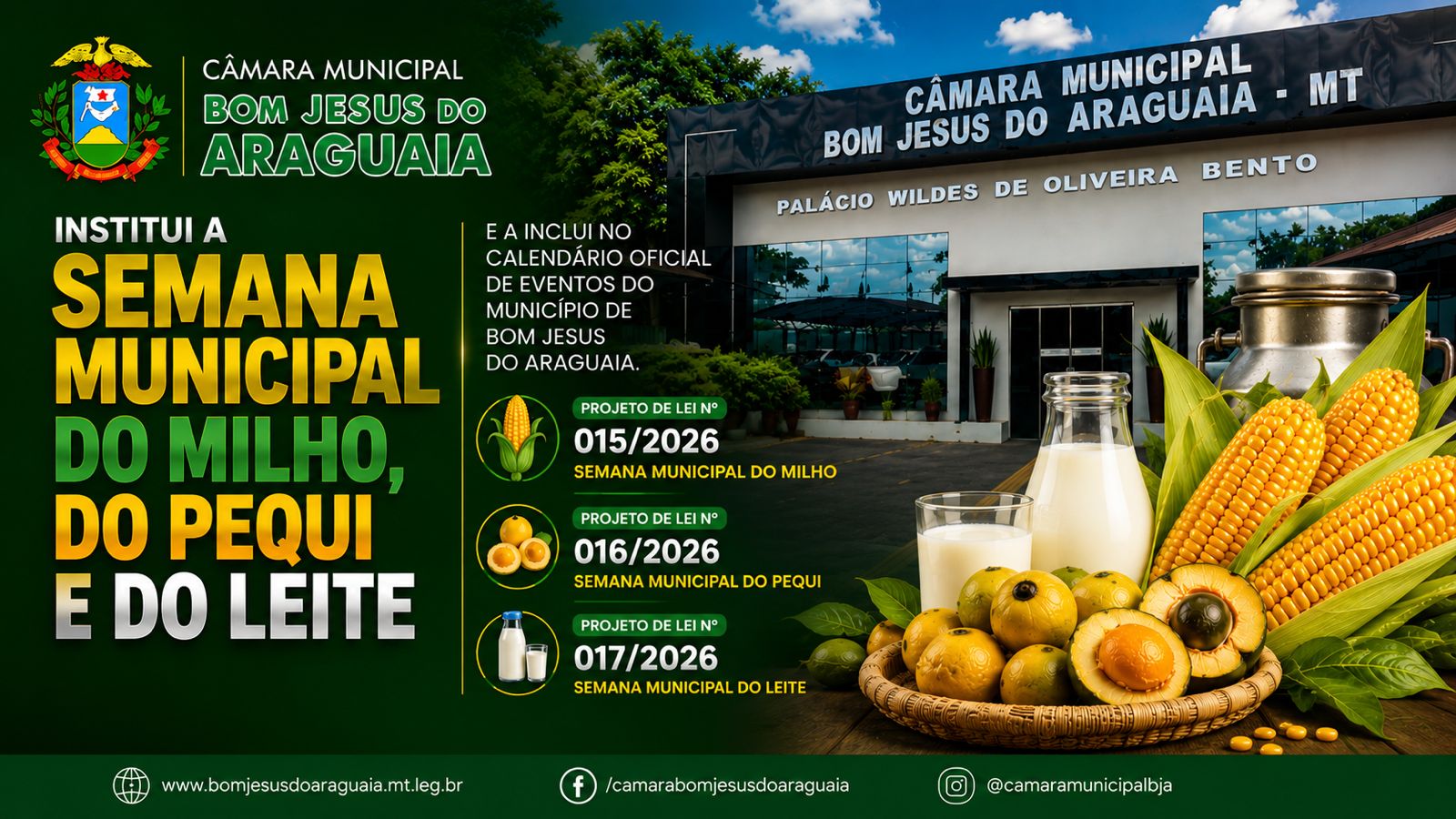 Camara Municipal Aprova Projetos  que institui a Semana municipal do milho,pequi e leite são aprovados