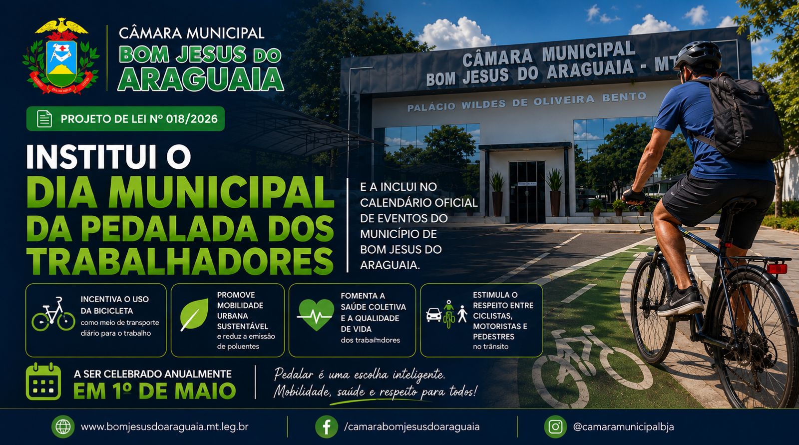 Camara Municipal aprova projeto que institui Dia Municipal da pedalada dos Trabalhadores.